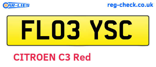 FL03YSC are the vehicle registration plates.
