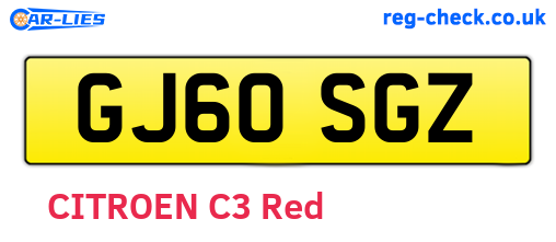 GJ60SGZ are the vehicle registration plates.