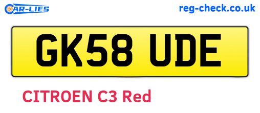 GK58UDE are the vehicle registration plates.
