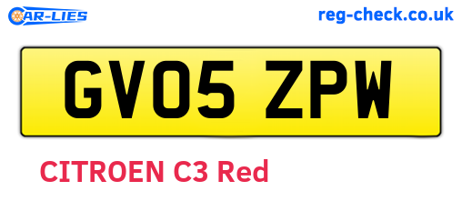 GV05ZPW are the vehicle registration plates.