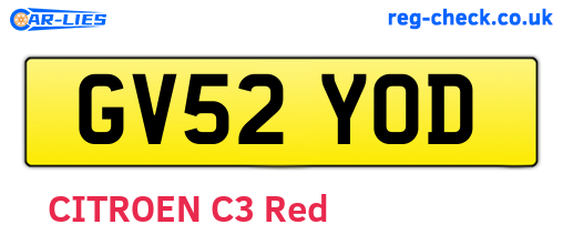 GV52YOD are the vehicle registration plates.