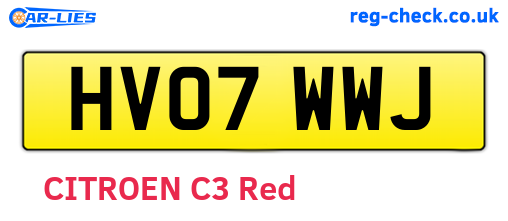 HV07WWJ are the vehicle registration plates.