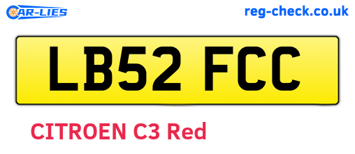 LB52FCC are the vehicle registration plates.