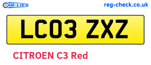 LC03ZXZ are the vehicle registration plates.