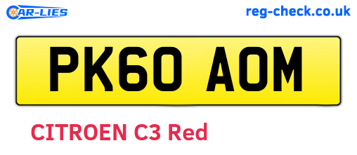 PK60AOM are the vehicle registration plates.