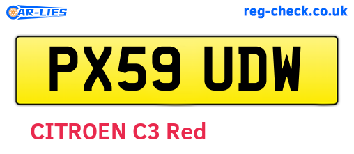 PX59UDW are the vehicle registration plates.