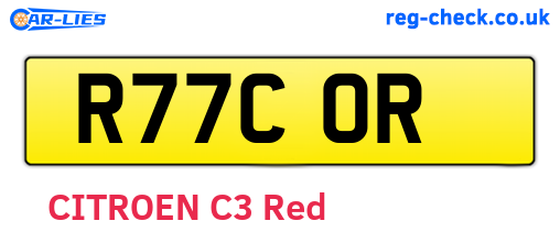 R77COR are the vehicle registration plates.