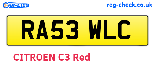 RA53WLC are the vehicle registration plates.