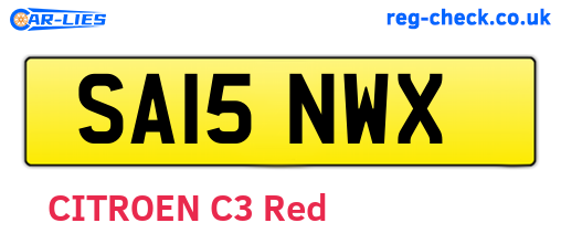 SA15NWX are the vehicle registration plates.