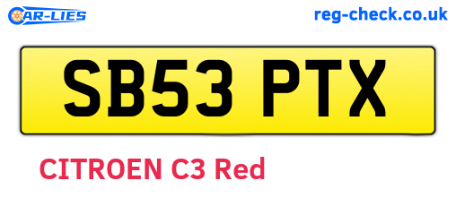 SB53PTX are the vehicle registration plates.