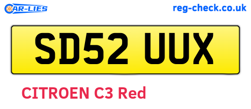 SD52UUX are the vehicle registration plates.