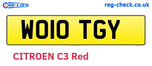 WO10TGY are the vehicle registration plates.