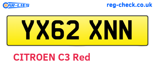 YX62XNN are the vehicle registration plates.