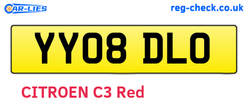YY08DLO are the vehicle registration plates.