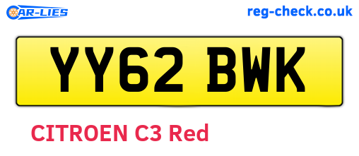 YY62BWK are the vehicle registration plates.