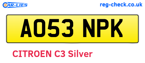AO53NPK are the vehicle registration plates.