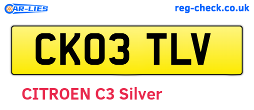 CK03TLV are the vehicle registration plates.
