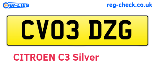 CV03DZG are the vehicle registration plates.