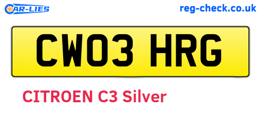 CW03HRG are the vehicle registration plates.