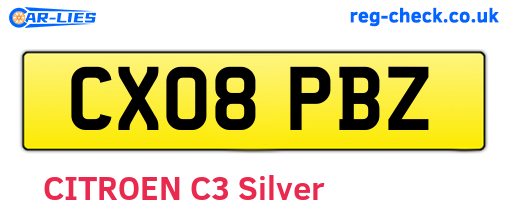 CX08PBZ are the vehicle registration plates.