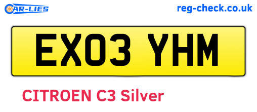 EX03YHM are the vehicle registration plates.