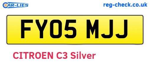 FY05MJJ are the vehicle registration plates.
