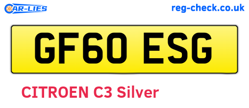 GF60ESG are the vehicle registration plates.