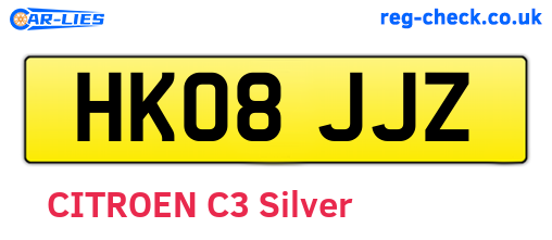 HK08JJZ are the vehicle registration plates.