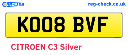 KO08BVF are the vehicle registration plates.