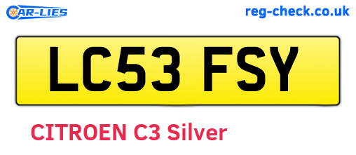 LC53FSY are the vehicle registration plates.
