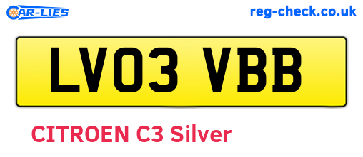 LV03VBB are the vehicle registration plates.