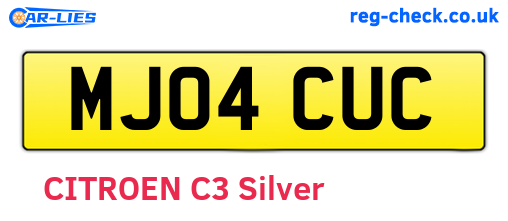 MJ04CUC are the vehicle registration plates.