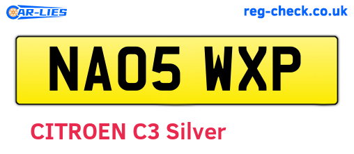 NA05WXP are the vehicle registration plates.