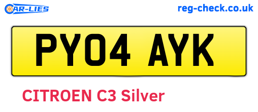 PY04AYK are the vehicle registration plates.