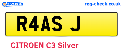 R4ASJ are the vehicle registration plates.