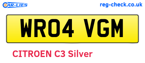 WR04VGM are the vehicle registration plates.