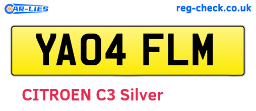 YA04FLM are the vehicle registration plates.