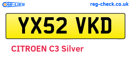 YX52VKD are the vehicle registration plates.
