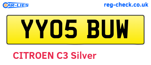 YY05BUW are the vehicle registration plates.
