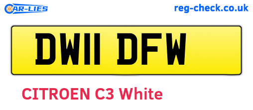 DW11DFW are the vehicle registration plates.