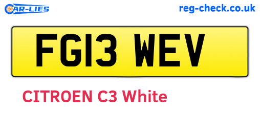 FG13WEV are the vehicle registration plates.