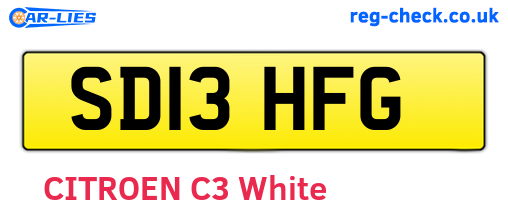 SD13HFG are the vehicle registration plates.