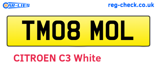 TM08MOL are the vehicle registration plates.