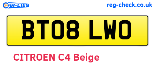 BT08LWO are the vehicle registration plates.
