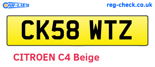 CK58WTZ are the vehicle registration plates.