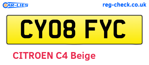 CY08FYC are the vehicle registration plates.