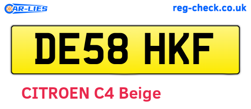 DE58HKF are the vehicle registration plates.
