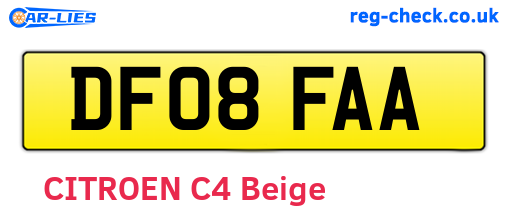 DF08FAA are the vehicle registration plates.