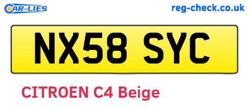 NX58SYC are the vehicle registration plates.