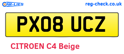 PX08UCZ are the vehicle registration plates.